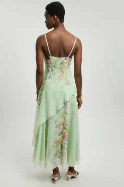 Robe Longue En Mousseline À Imprimé Floral Avec Bretelles