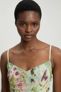 Robe Longue En Mousseline À Imprimé Floral Avec Bretelles