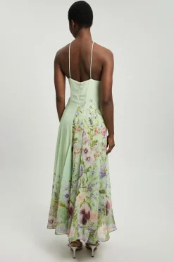 KarenMillen Robe Longue En Mousseline À Imprimé Floral Et Col Licou Petite<Femme Toutes Les Robes|Robes
