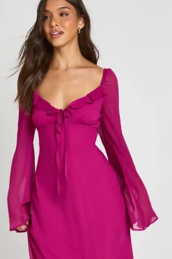 Robe Longue En Mousseline À Manches Évasées
