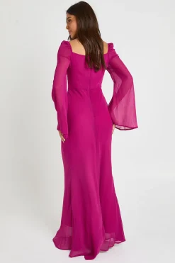 Robe Longue En Mousseline À Manches Évasées