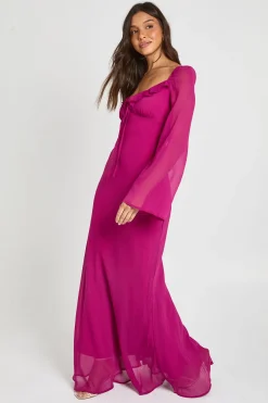 Robe Longue En Mousseline À Manches Évasées