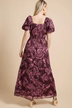 Robe Longue En Mousseline À Manches Bouffantes Dp Luxe
