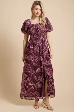 Robe Longue En Mousseline À Manches Bouffantes Dp Luxe