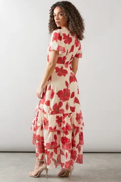 Wallis Robe Longue En Mousseline À Ourlet À Volants Floraux<Femme Robes Mi-Longues|Robes