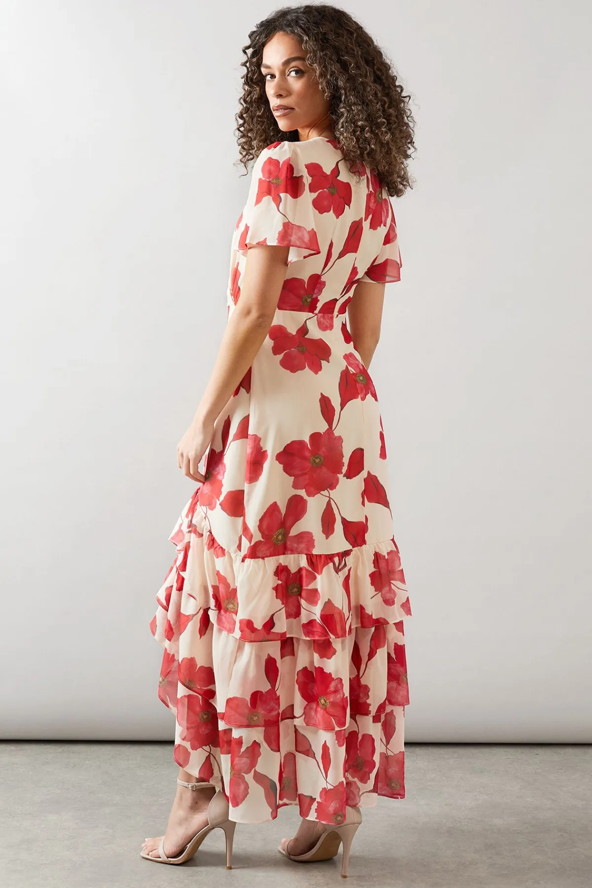 Wallis Robe Longue En Mousseline À Ourlet À Volants Floraux<Femme Robes Mi-Longues|Robes