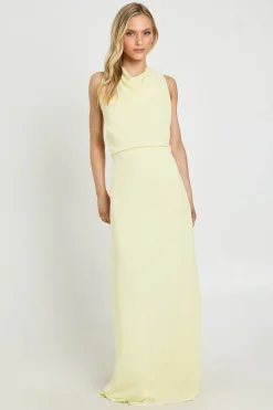 boohoo Robe Longue En Mousseline Petite Taille Col Bénitier Drapé Dos Nu<Femme Robes Bal De Promo|Robes