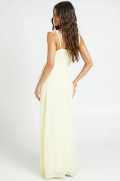 Robe Longue En Mousseline À Taille Froncée Et Détails Volantés