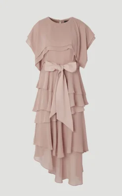 KarenMillen Robe longue en mousseline tissée avec détails à volants<Femme Robes Bal De Promo|Robes