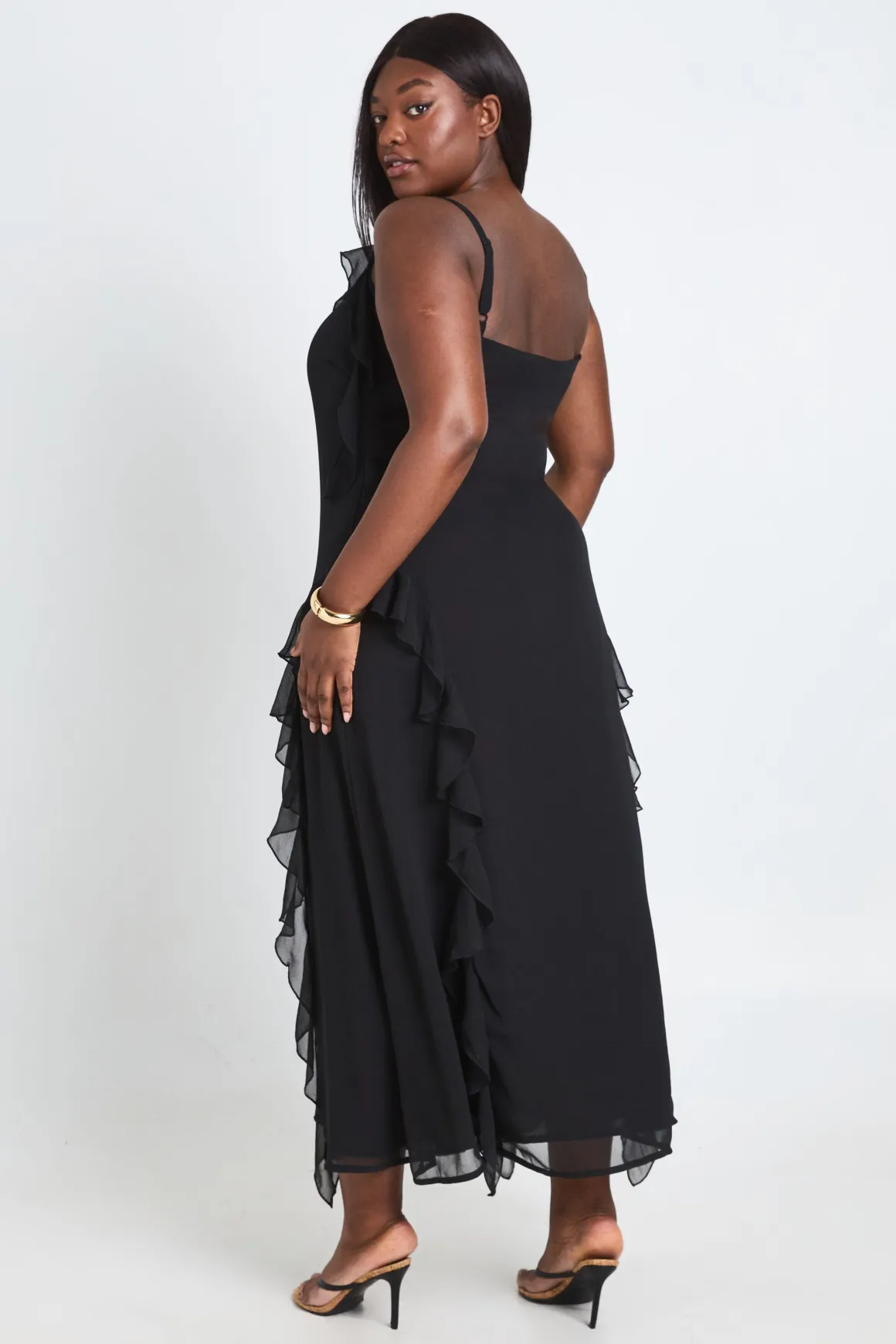 Robe Longue En Mousseline À Volants Grande Taille