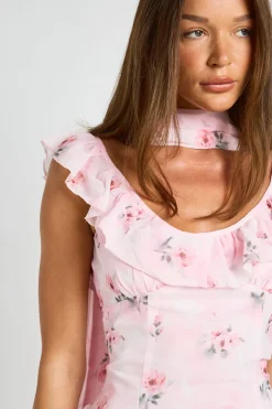 Robe Longue En Mousseline À Volants Avec Foulard