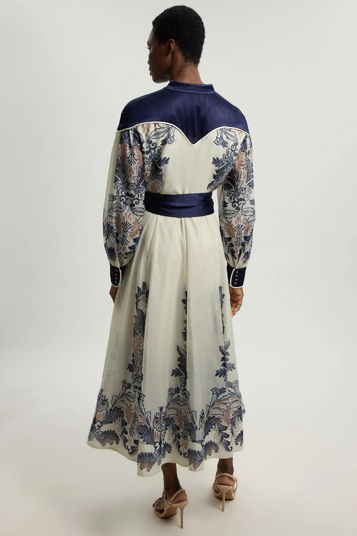 Robe Longue En Organdi Et Satin À Imprimé Foulard