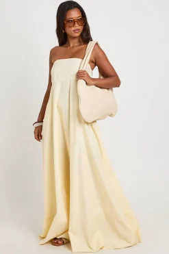 Robe Longue En Popeline De Coton Froncée Avec Dos Élastiqué