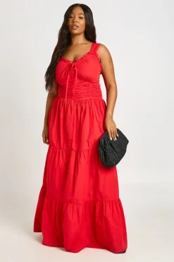 Robe Longue En Popeline Froncée Grande Taille