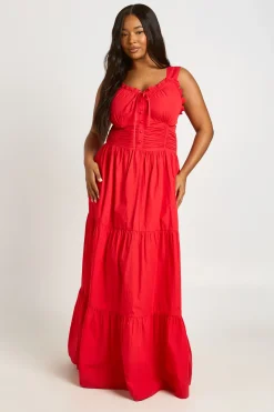 Robe Longue En Popeline Froncée Grande Taille