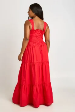Robe Longue En Popeline Froncée Grande Taille