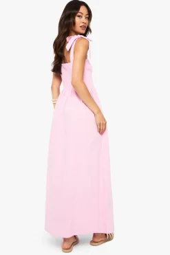 boohoo Robe Longue En Popeline Froncée Avec Bretelles Nouées Coupe Tall<Femme Robes|Robes De Jour