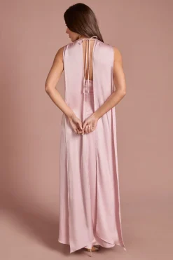 Robe Longue En Satin Avec Corsage 3D Et Détail Drapé