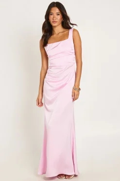 boohoo Robe Longue En Satin Avec Détail Corset Et Foulard De Cou<Femme Robes Corset|Robes Demoiselles D'Honneur