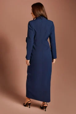 Robe Longue En Satin Coast Muse Avec Nœud Devant