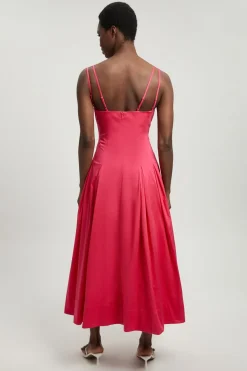 KarenMillen Robe Longue En Satin De Coton À Encolure En V<Femme Toutes Les Robes|Robes Longues