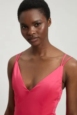 KarenMillen Robe Longue En Satin De Coton À Encolure En V<Femme Toutes Les Robes|Robes Longues