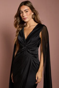 Coast Robe Longue en Satin à Manches Cape<Femme Satin Et Dentelle|Robes Bal De Promo