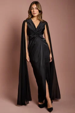 Coast Robe Longue en Satin à Manches Cape<Femme Satin Et Dentelle|Robes Bal De Promo