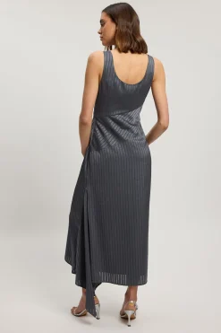 KarenMillen Robe Longue En Satin Martelé À Col Bénitier Et Bretelles Tissées<Femme Satin Et Dentelle|Robes