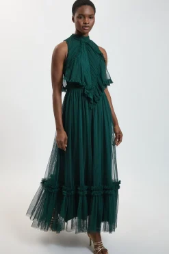 Robe Longue En Tulle Avec Col Licou