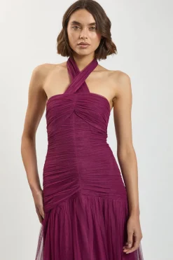 Robe Longue En Tulle À Encolure Américaine