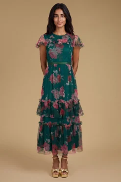 Oasis Robe Longue En Tulle Imprimé Petite<Femme Robes À Manches Longues|Robes