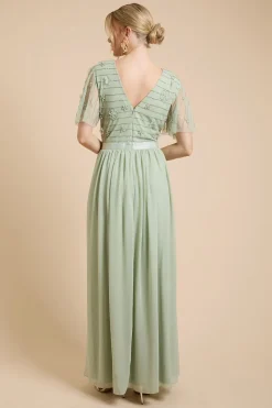 Oasis Robe Longue En Tulle À Manches Papillon Et Ornements Floraux<Femme Robes|Robes Longues