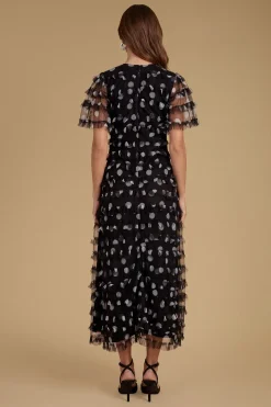 Robe Longue En Tulle À Volants Et Imprimé À Pois Petite Taille