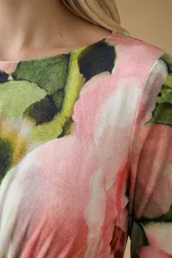 Robe Longue En Velours Imprimé Roses