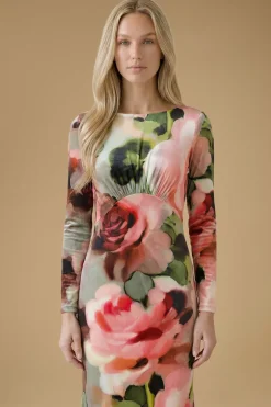Robe Longue En Velours Imprimé Roses