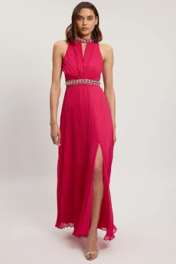 KarenMillen Robe Longue Fendue Tissée Ornée De Cristaux Petite<Femme Robes|Robes Longues