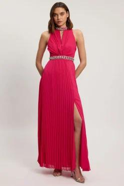 KarenMillen Robe Longue Fendue Tissée Ornée De Cristaux<Femme Toutes Les Robes|Robes Longues
