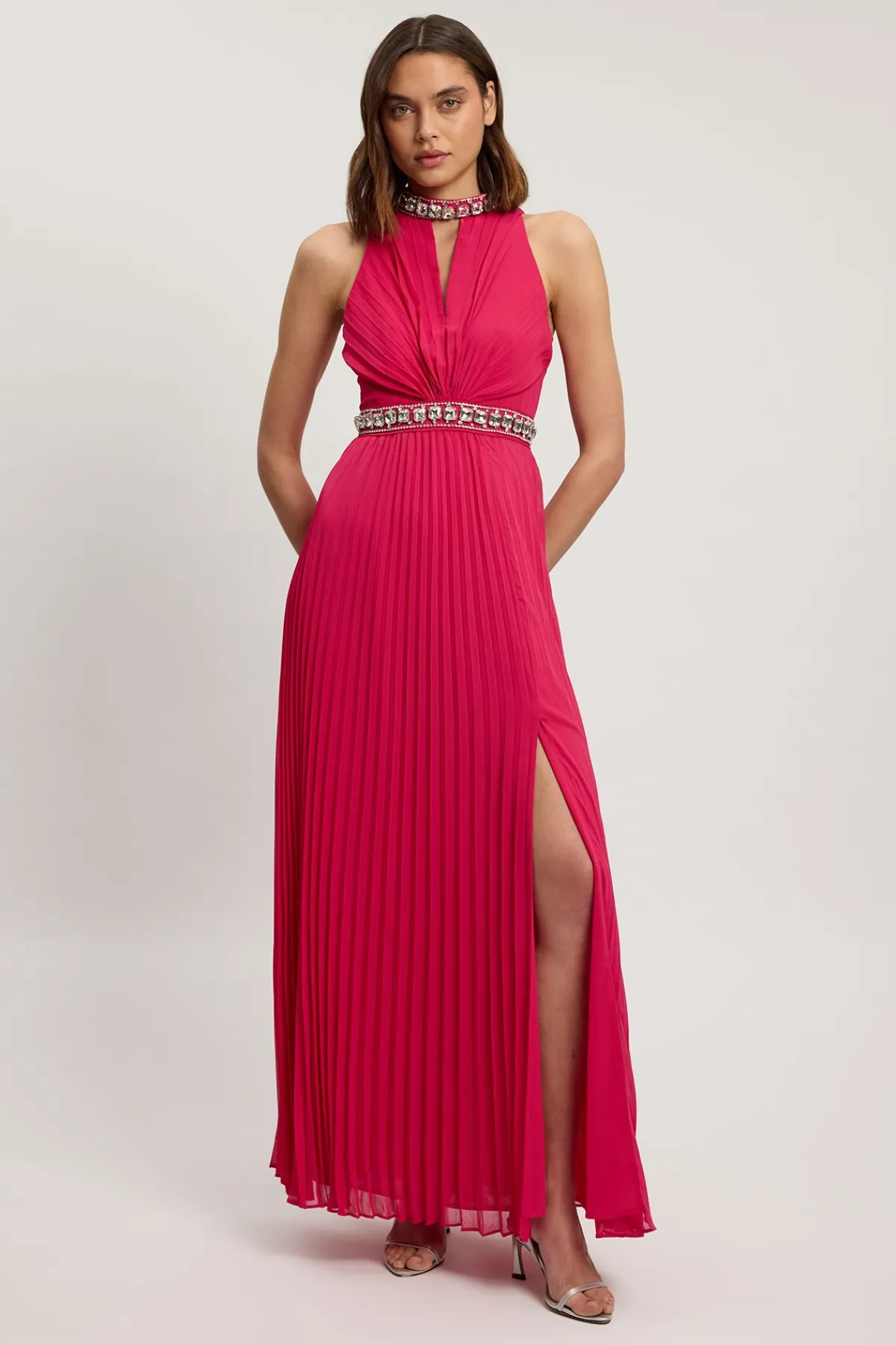KarenMillen Robe Longue Fendue Tissée Ornée De Cristaux<Femme Toutes Les Robes|Robes Longues