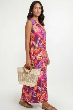 Robe Longue Florale À Dos Noué