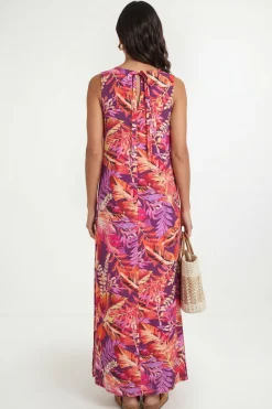 Robe Longue Florale À Dos Noué