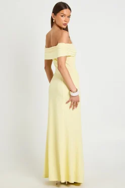 Robe Longue Fluide Bardot Froncée