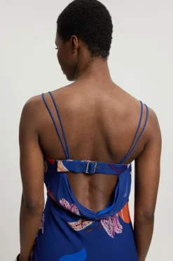 Robe Longue Fluide À Bretelles En Georgette De Viscose À Motif Floral