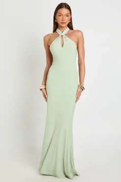 Robe Longue Fluide À Col Licou Avec Détails De Coutures