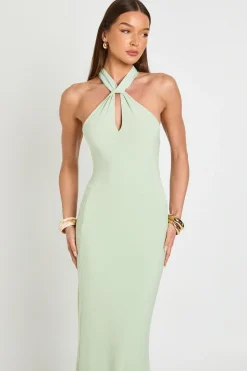 Robe Longue Fluide À Col Licou Avec Détails De Coutures