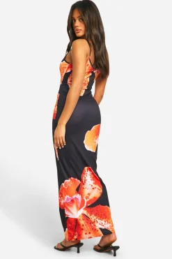 boohoo Robe longue forale à bretelles<Femme Robes De Soirée|Toutes Les Robes