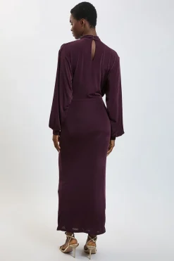 Robe Longue Froncée En Crêpe Fluide Petite