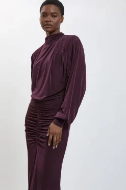 Robe Longue Froncée En Crêpe Fluide Petite