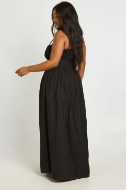 boohoo Robe Longue Grande Taille À Bretelles Avec Panneau Taille Cintrée<Femme Toutes Les Robes|Robes Longues