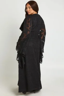 Robe Longue Grande Taille À Découpes Texturée Fendue